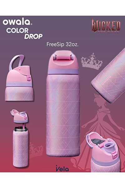 owala زجاجة مياه فري سيب من الفولاذ المقاوم للصدأ، سعة 32 أونصة، لون وردي