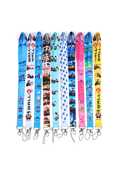 Choice 17.7in KC5731 10pcs Disney Stitch Lanyard Neck Strap Cartoon Keychain Wholesale for ID Badge Holder