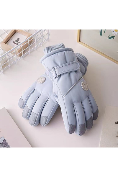 Choice Blue Touchscreen winter skiing gloves for women, anti loss buckle, outdoor anti cold thick and plush
