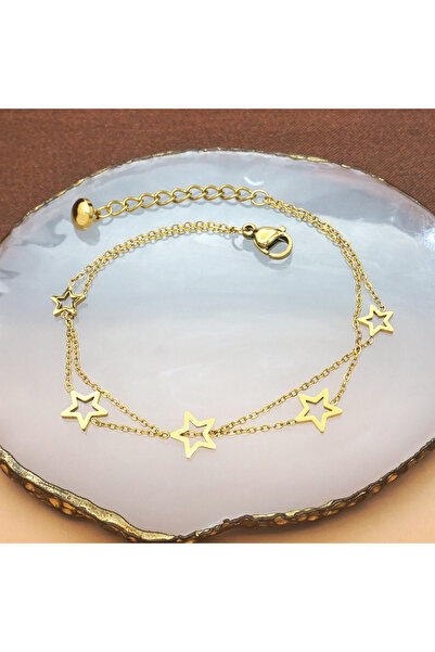 Choice سوار ذهبي مزين بنجمة بطول 20 سم للنساء - هدية مثالية لأعياد الميلاد، ع...