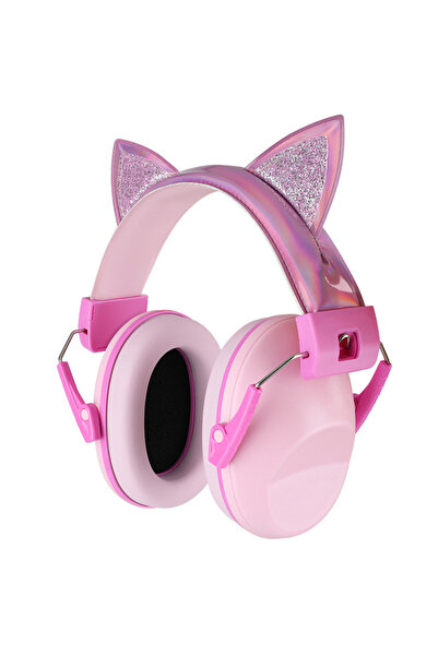 Choice واقيات أذن مضادة للضوضاء بتصميم قطة وردية كرتونية، مزودة بأذني قطة، لح...