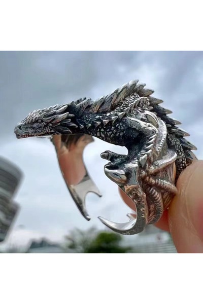 Choice silver Men Adjustable Retro Rings Black Dragon Rings Exquisite Daily Versatile Simple Rings Fashion