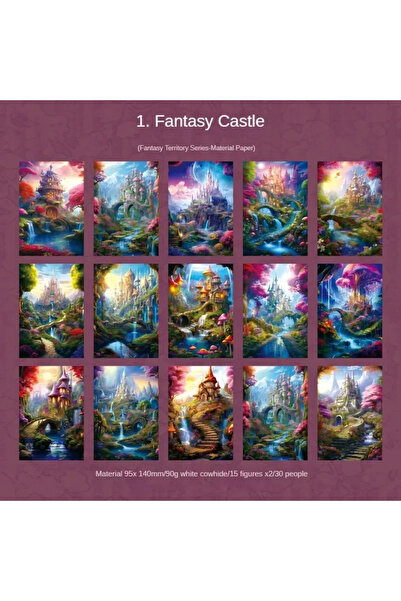 Choice A Fantasy Castle 30Pcs fantasy territory decorative collage bottoming notepad message package handbo