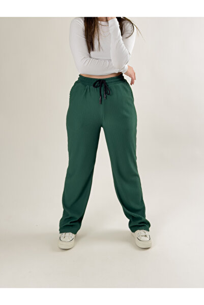 COCOPELLI Green Corded Fabric Women's Baggy Pants Coc2693
