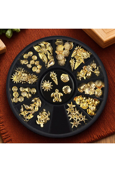 Choice فن تزيين الأظافر الذهبي بتصميم مستوحى من المحيط، زينة معدنية ثلاثية ال...