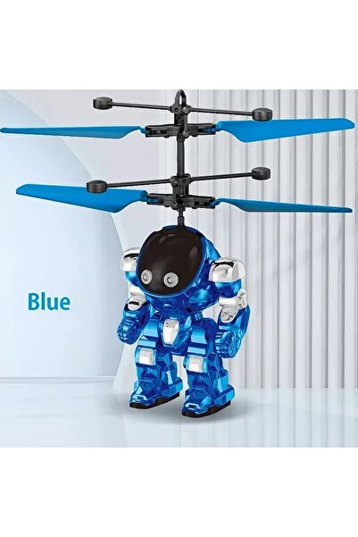 Choice طائرة روبوت فضائية زرقاء مضيئة تحلق في الهواء، لعبة طائرة بدون طيار يت...