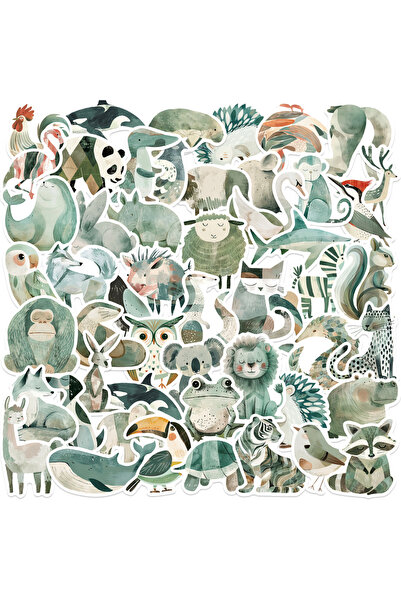 Choice 50PCS 50pcs Cute Green Mixed Animals Stickers Notebook Stationary Scra...