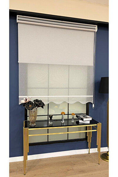 EYMENS HOME EYM1652 Çift Mekanizmalı Tül Ve Stor Perde Parıltılı Zemin Etek D...