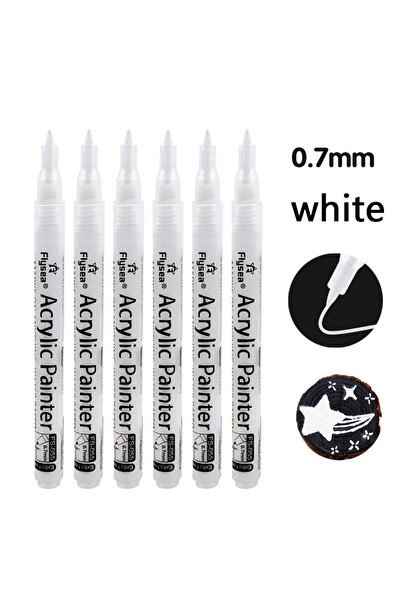 Choice 6 أقلام طلاء أكريليك بيضاء/سوداء، 6 قطع/مجموعة، للرسم على الصخور، والح...