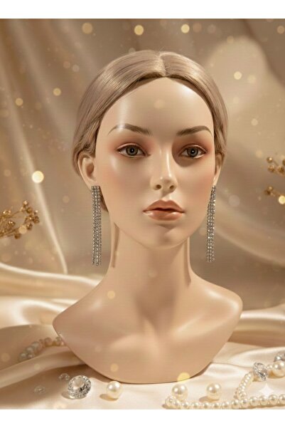 Shiklik أقراط متدلية للنساء من الزركون الحجري الفضي اللون