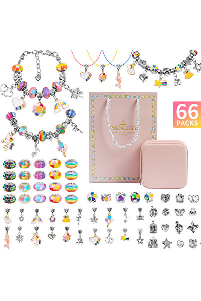 Choice 66pccai Charm Bracelet Making Kit for Girls,Gift Box 66 Pcs of Jewelry Making Kit for 6-12 Girls Bir