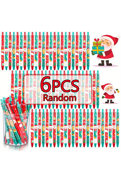 Choice 6pcs Random 6/12/24pcs Gift Pen Christmas Pens Retractable Gel Pen Xmas Ballpoint Pen Santa Snowman