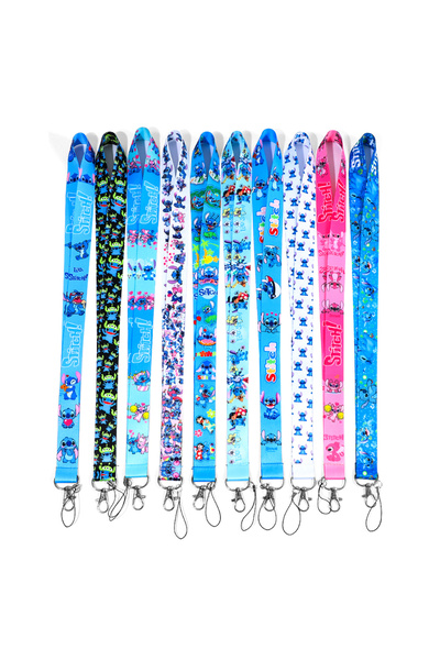 Choice 17.7in KC5729 10pcs Disney Stitch Lanyard Neck Strap Cartoon Keychain Wholesale for ID Badge Holder