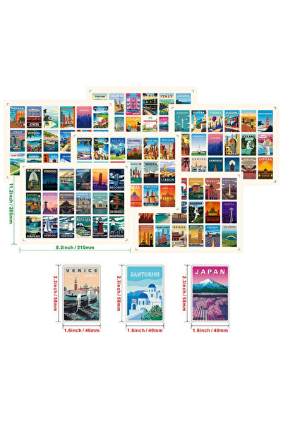 Choice 108 قطعة من ملصقات سلسلة مناظر السفر حول العالم، يمكنك صنعها بنفسك، مل...