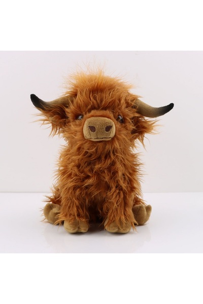 Choice دمية بقرة هايلاند شامبانيا قطيفة بطول 25 سم، دمية ثور محشوة واقعية ونا...