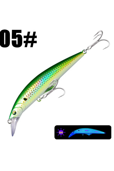 Choice 120 مم 46 جم 05 جرين سبايدر 46 جم 120 مم طعم صيد سمك صغير غاطس طعم سمك القاروص سمك القاروص والبايك إيسكا صناعي