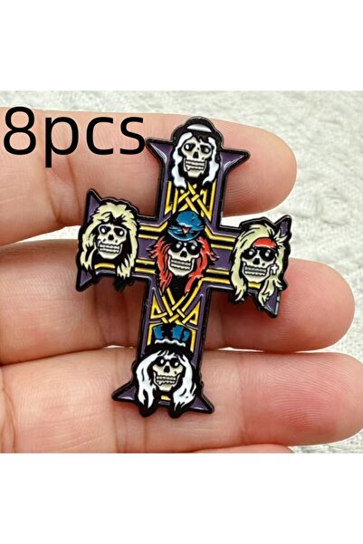 Choice 8 قطع من دبابيس المينا لمحبي موسيقى البانك، لون ذهبي وردي، دبابيس تحمل شعارات "أجواء رائعة" و"دي جي" و"مشغل أسطوانات فينيل".