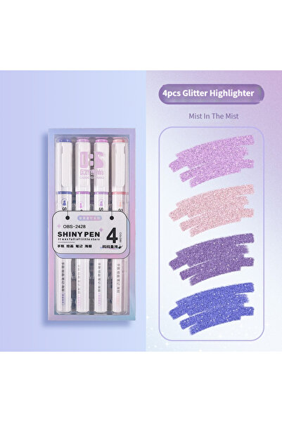 Choice Purple Shiny Pen Set 4pcs Colors Highlighter Pens Glitter Highlighter Marker Kawaii Stationery Suppl