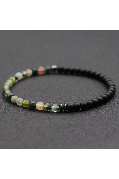 Choice سوار من أحجار العقيق بتصميم بسيط ثنائي اللون 4 مم، مصنوع يدويًا من أحج...