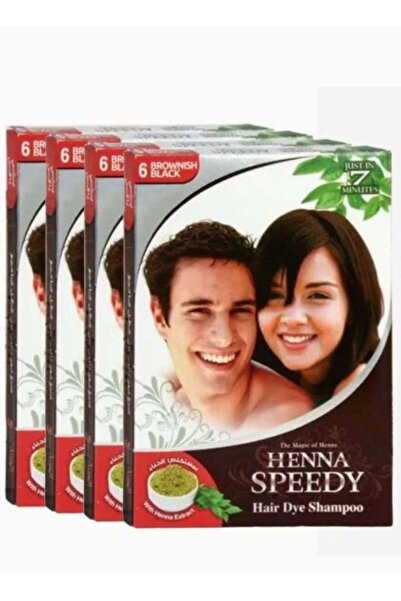 Henna عبوة سبيدي من 4 عبوات من شامبو صبغة الشعر بني داكن 4 × 30 مل