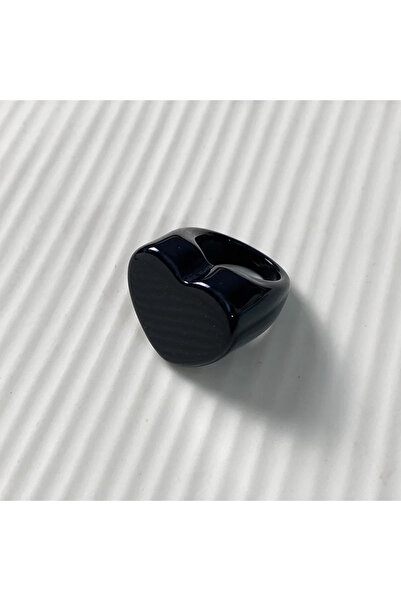 Choice Black Red Heart Rings for Women Man Solid Color Peach Heart-shaped Simple Acrylic Resin Rings Fashio