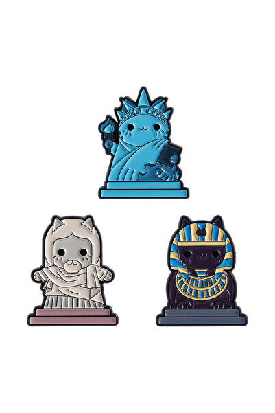 Choice TUTZ2817-3 Cat Liberty Enamel Pins Custom Famous Buildings Brooches La...
