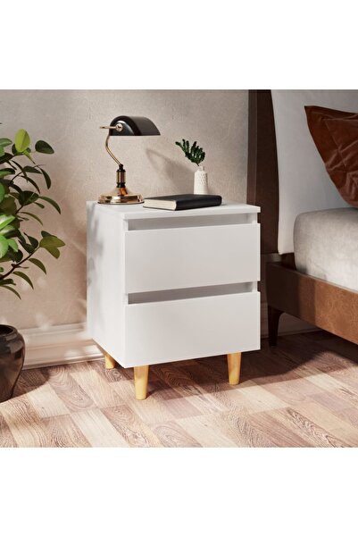 vidaxl Bed Cabinets with Solid Pinewood Legs 2 pcs White 40x35x50 cm