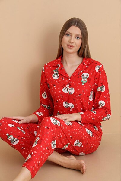STELLAPİNK Set de pijamale din piele intoarsa cu guler de camasa, cu nasturi ...