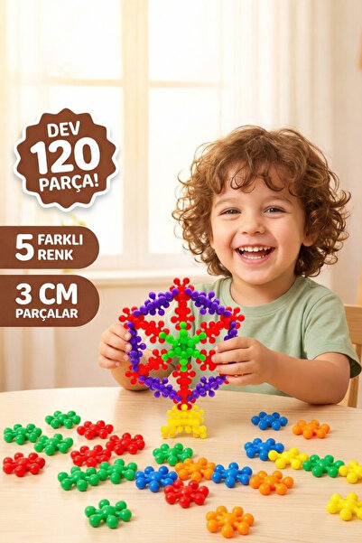 Darfen Eğitici Molekül Kar Tanesi Yapı Taşları 120 Parça – 5 Renk, Yaratıcı S...