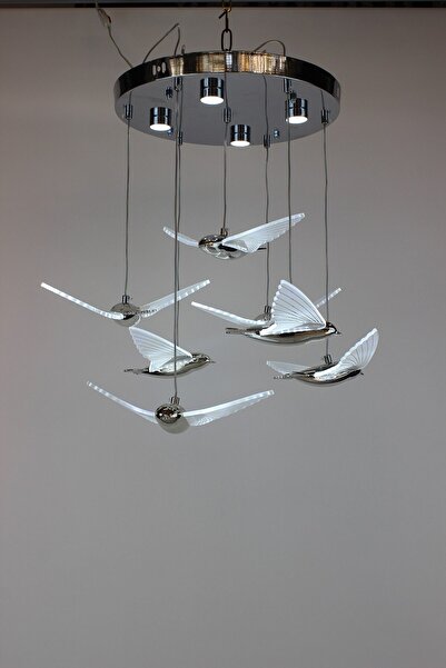 GN GEN AYDINLATMA Lüks Gümüş Kaplama Uçan Kuş Tasarım Akrilik Kanatlı Modern ...