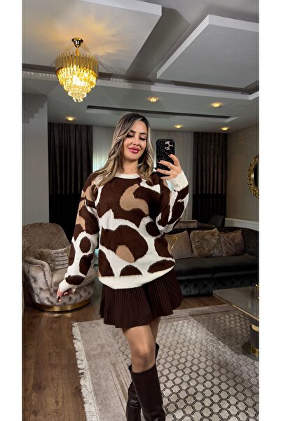 EGELİMODA Women's Patterned Long Knitwear Sweater