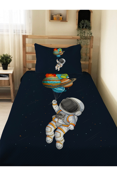 Evmila Astronaut Patterned Children's Pike Set - 160X230 cm Pike 50X70 cm Pil...