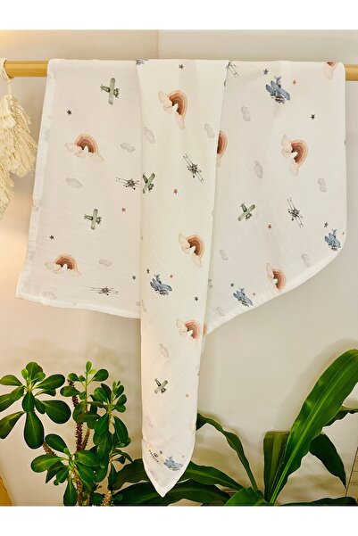 Parlova Fly Çok amaçlı müslin örtü, %100 pamuk, baskılı, 75x85 cm