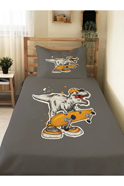 Evmila طقم بيكيه للأطفال بنقشة ديناصور - مقاس 160×230 سم، غطاء وسادة مقاس 50×...