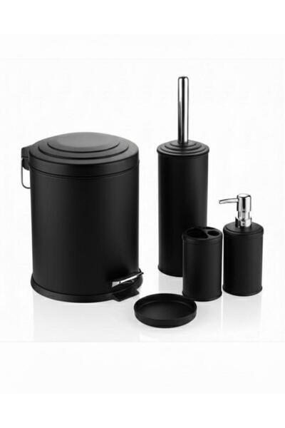 indirimdesiniz 5 Parça Banyo Seti - Çöp Kovalı ve Fırçalı Lüks Banyo Aksesuar...