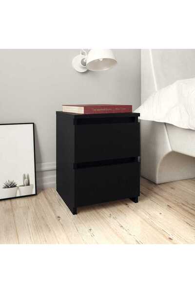 vidaxl خزائن جانبية للسرير، قطعتان، أسود، 30×30×40 سم، مصنوعة من الخشب المصنّع