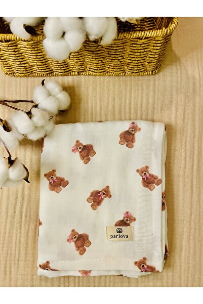 Parlova Nona Çok amaçlı müslin örtü, %100 pamuk, baskılı, 75x85 cm