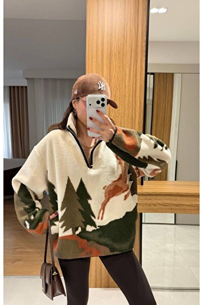 mrc Kadın Geyikli PELUŞ Tasarım yün Kazak