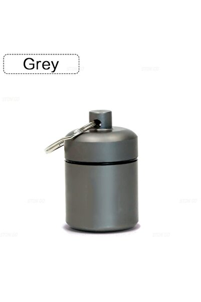 Choice4 Style 1 Grey Aluminum Alloy Pill Keychain Holder Small Pill Box Pill Case Waterproof Pill Organizer
