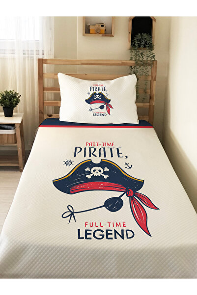 Evmila طقم بيكيه للأطفال بنقشة القراصنة - مقاس 160×230 سم، بيكيه مقاس 50×70 س...