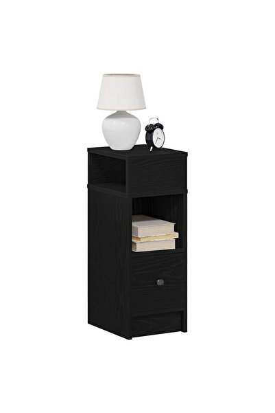 vidaxl Bedside Cabinet with Drawer Black 25x31x66 cm