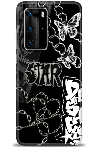 Rulet Aksesuar حافظة متوافقة مع هاتف هواوي P40 Pro HD مطبوع + واقي شاشة سيرام...