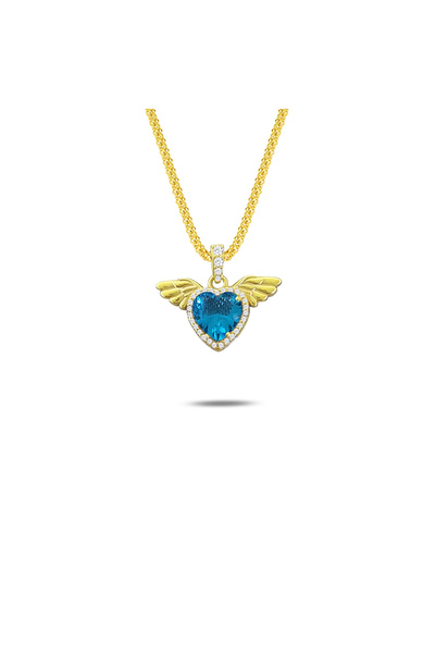 Beelo Silver 18 Ayar Altın Kaplama 925 Gümüş Romantik Hediye Kalp Melek Topaz...