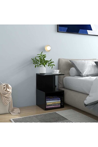 vidaxl Bedside Cabinet Black 35x35x55 cm Engineered Wood