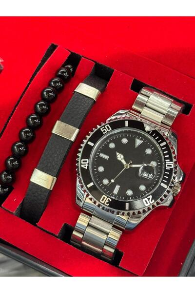 captiva Çelik Kordon Rolx Modeli Gümüş Renk Ve Bileklik Seti