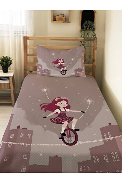 Evmila طقم بيكيه للأطفال بنمط فتاة تركب الدراجة - مقاس 160×230 سم، غطاء وسادة...
