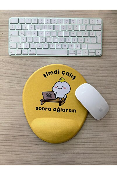 rakkun shop الآن اعمل ثم تبكي مطبوع لوحة ماوس بيضاوية الشكل مع دعم للرسغ