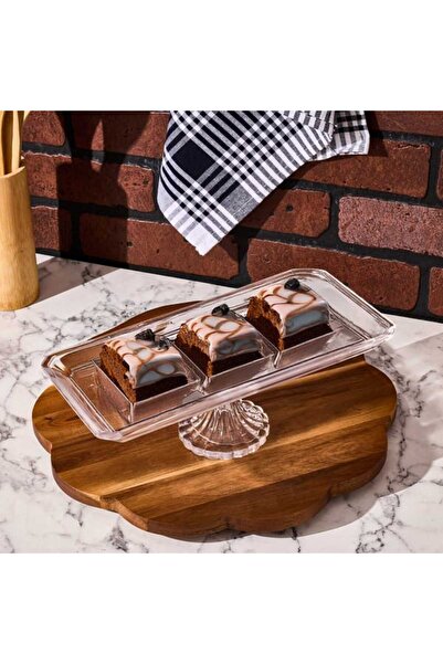 Alegre Glass Cansu Ayaklı Sunumluk - Şeffaf - 14x30x10 cm