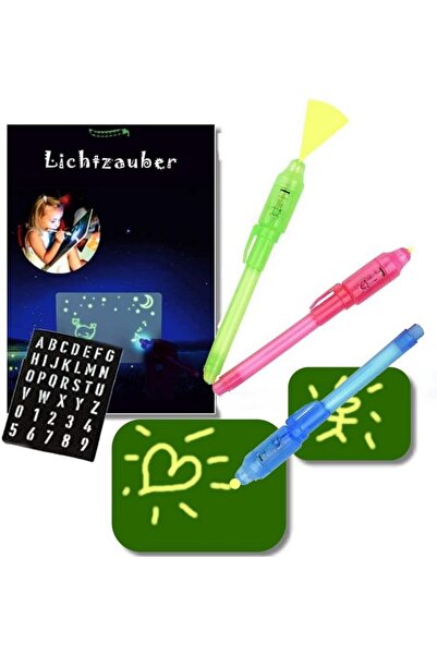 bestbeans Set 2 planse pentru desen luminoase Glow in The Dark Magic Paint cu 3 pixuri cu lampa uv