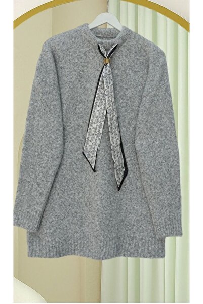 KARSEL Tunic Knitwear Sweater with Scarf
